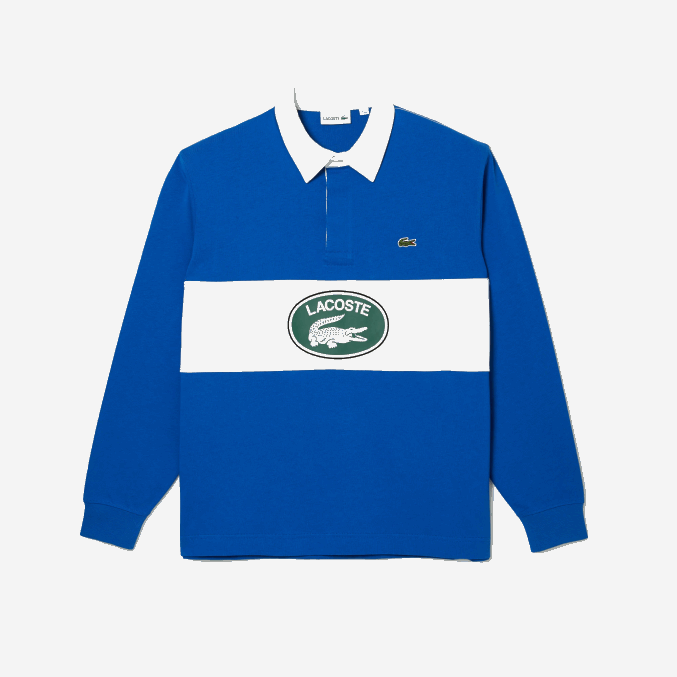 azul k1q VVL0A1688 hombres Lacoste polo de rugby holgado con logo