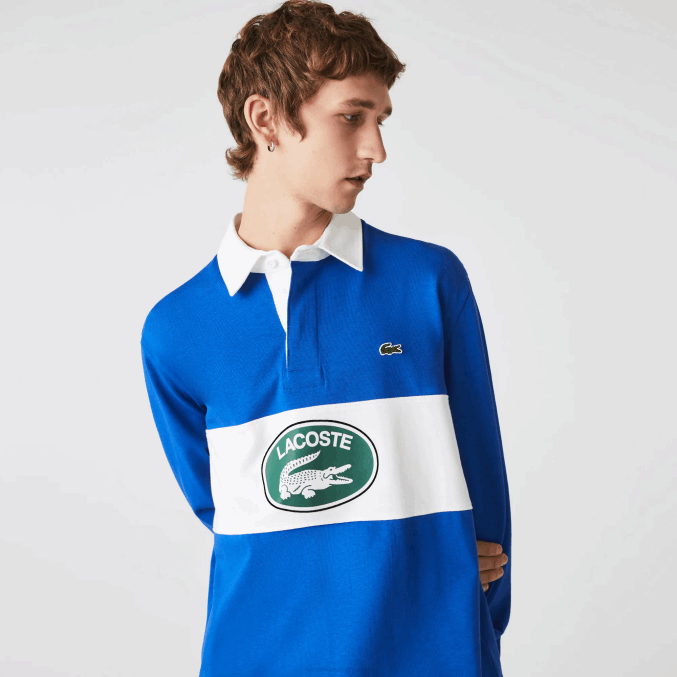 azul k1q VVL0A1688 hombres Lacoste polo de rugby holgado con logo
