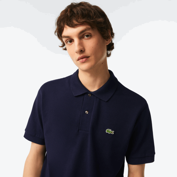 azul marino 166 VVL0A250 hombres Lacoste polo original l.12.12 con piqué de algodón grueso