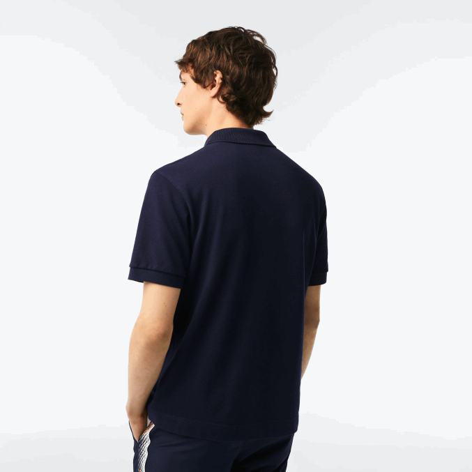 azul marino 166 VVL0A250 hombres Lacoste polo original l.12.12 con piqué de algodón grueso