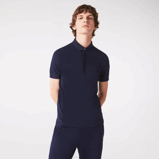 azul marino 166 VVL0A611 hombres Lacoste polo de piqué de algodón elástico smart paris