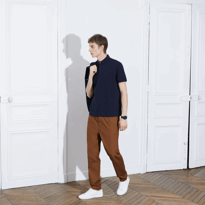 azul marino 166 VVL0A611 hombres Lacoste polo de piqué de algodón elástico smart paris