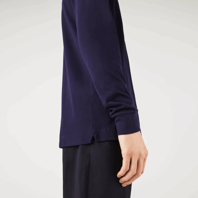 azul marino 166 VVL0A665 hombres Lacoste polo de piqué de algodón elástico de manga larga smart paris
