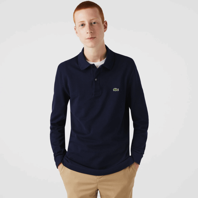 azul marino 166 VVL0A687 hombres Lacoste Polo slim fit de petit piqué