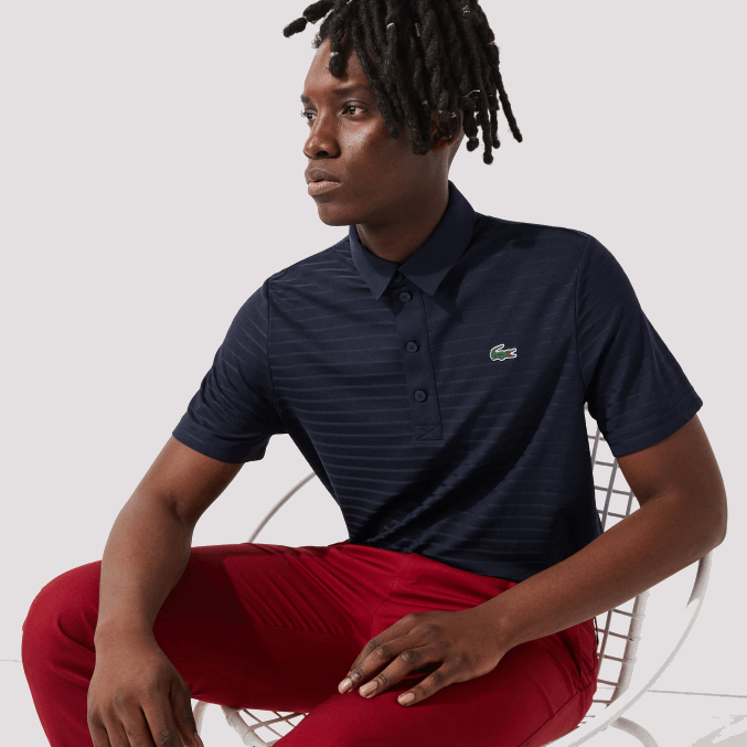azul marino 166 VVL0A70 hombres Lacoste polo de golf transpirable con textura deportiva