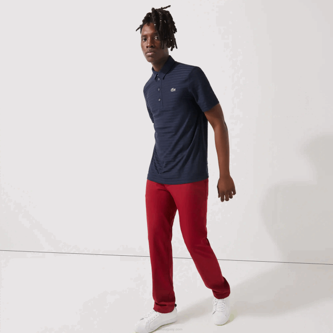 azul marino 166 VVL0A70 hombres Lacoste polo de golf transpirable con textura deportiva