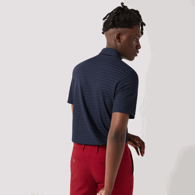 azul marino 166 VVL0A70 hombres Lacoste polo de golf transpirable con textura deportiva