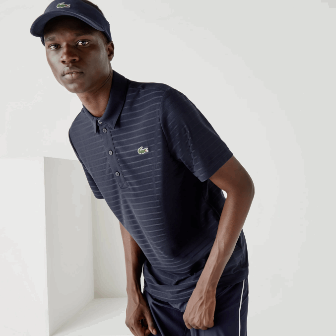 azul marino 166 VVL0A70 hombres Lacoste polo de golf transpirable con textura deportiva