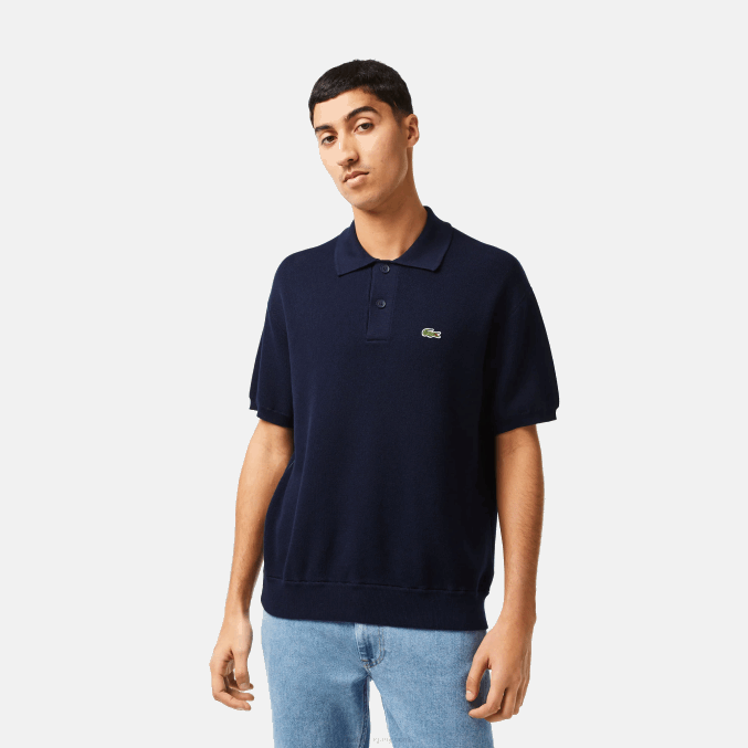 azul marino 423 VVL0A440 hombres Lacoste polo a rayas de algodón orgánico