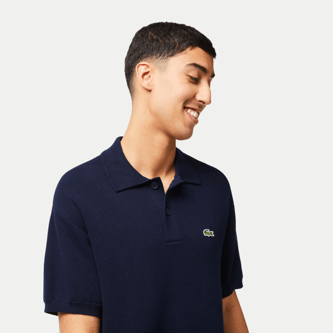 azul marino 423 VVL0A440 hombres Lacoste polo a rayas de algodón orgánico