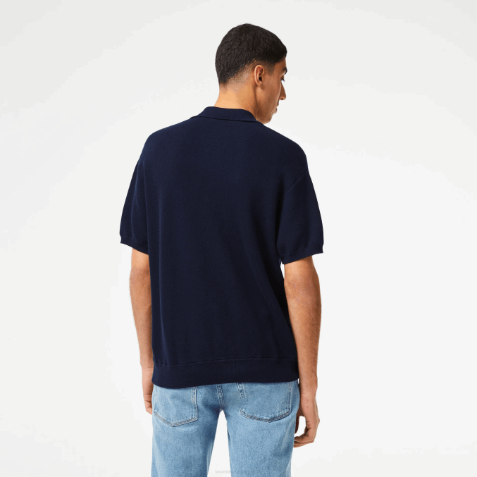 azul marino 423 VVL0A440 hombres Lacoste polo a rayas de algodón orgánico