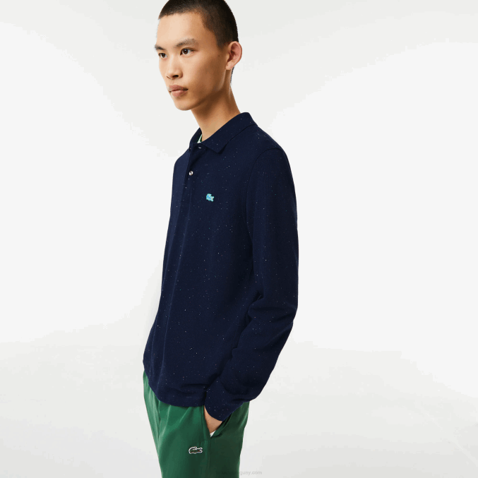 azul marino 7cg VVL0A704 hombres Lacoste polo de corte clásico con estampado moteado