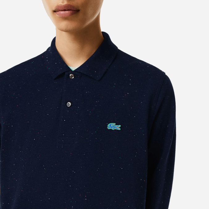 azul marino 7cg VVL0A704 hombres Lacoste polo de corte clásico con estampado moteado