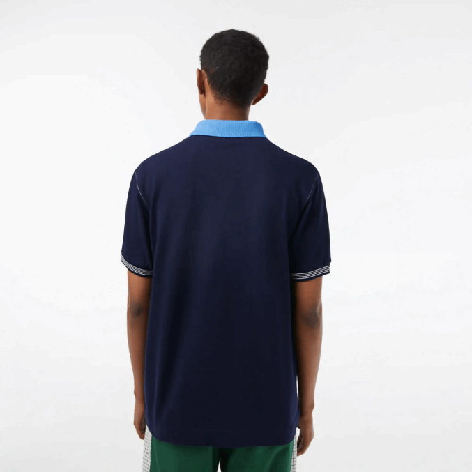 azul marino f65 VVL0A262 hombres Lacoste polo de algodón orgánico de dos tonos