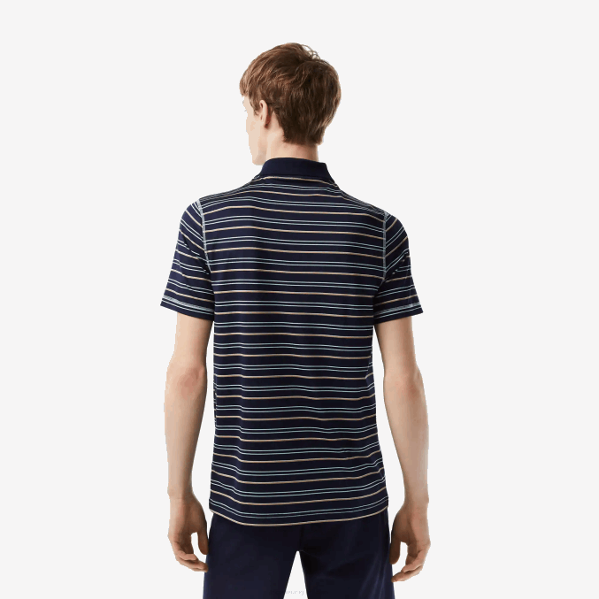 azul marino verde blanco beige yie VVL0A116 hombres Lacoste polo de rayas de poliéster reciclado de golf