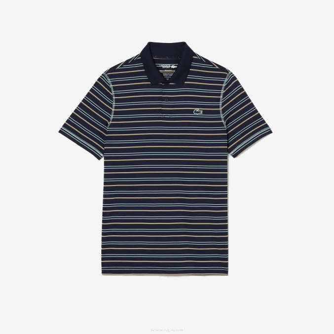azul marino verde blanco beige yie VVL0A116 hombres Lacoste polo de rayas de poliéster reciclado de golf