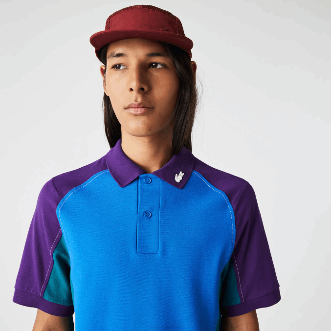 azul verde morado 7w6 VVL0A693 hombres Lacoste polo heritage de minipiqué elástico de ajuste regular