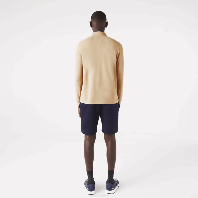 beige 02s VVL0A1297 hombres Lacoste polo de piqué de algodón elástico de manga larga smart paris