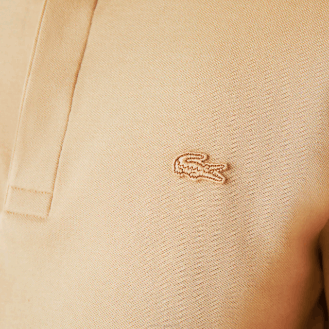 beige 02s VVL0A1297 hombres Lacoste polo de piqué de algodón elástico de manga larga smart paris