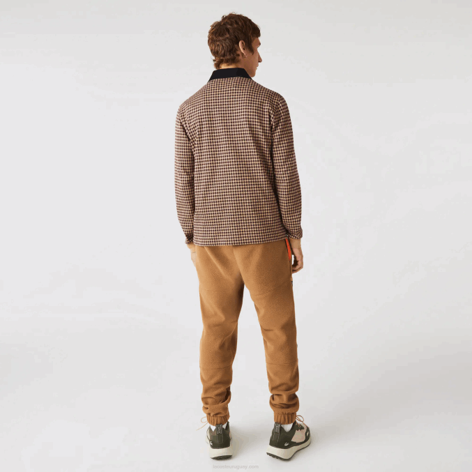 beige azul marino burdeos v40 VVL0A924 hombres Lacoste polo de corte holgado con estampado de tartán
