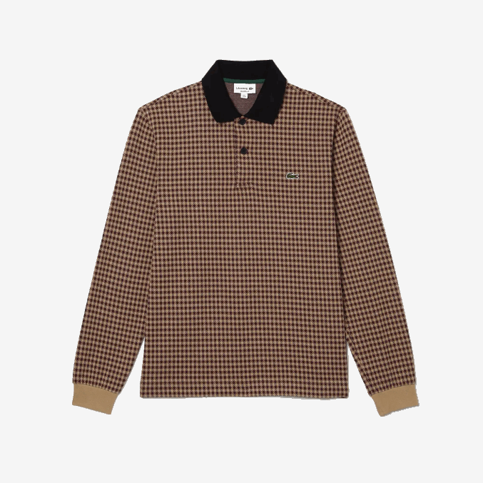 beige azul marino burdeos v40 VVL0A924 hombres Lacoste polo de corte holgado con estampado de tartán