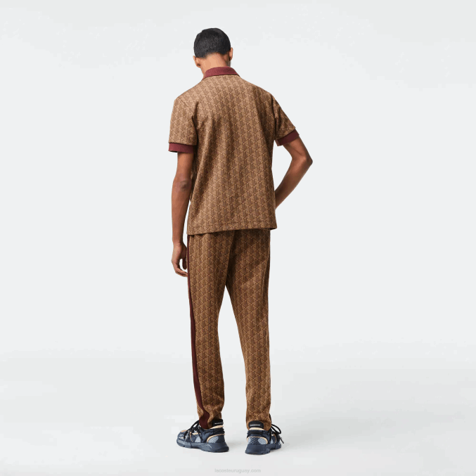 beige burdeos mkj VVL0A71 hombres Lacoste polo de corte clásico con estampado de monograma