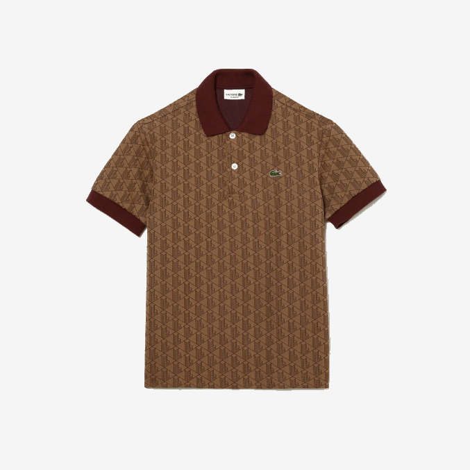 beige burdeos mkj VVL0A71 hombres Lacoste polo de corte clásico con estampado de monograma