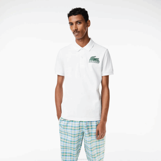 blanco 001 VVL0A101 hombres Lacoste polo de minipiqué de algodón