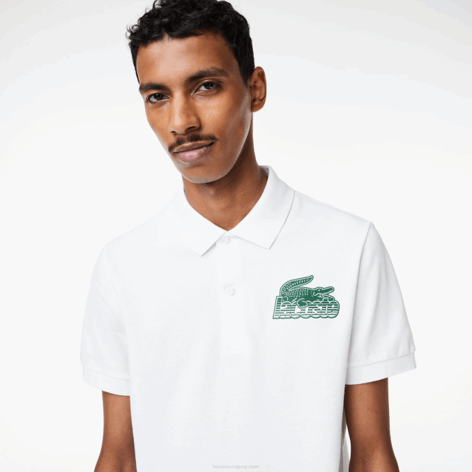 blanco 001 VVL0A101 hombres Lacoste polo de minipiqué de algodón