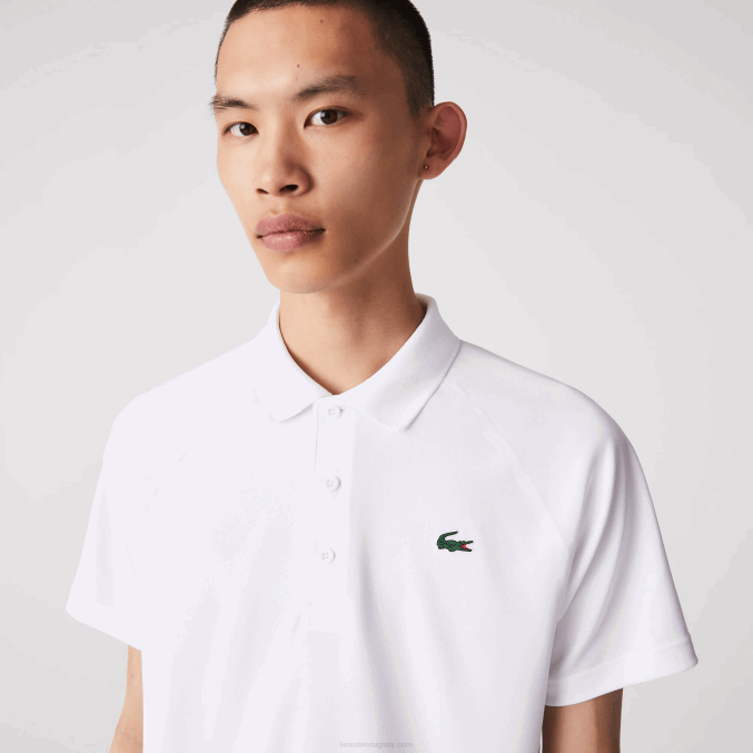 blanco 001 VVL0A164 hombres Lacoste polo deportivo transpirable resistente a la abrasión interlock