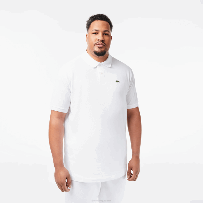 blanco 001 VVL0A187 hombres Lacoste polo de algodón petit piqué - tallas grandes - alto