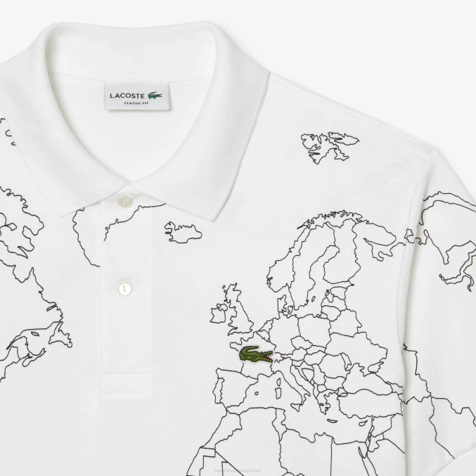 blanco 001 VVL0A32 hombres Lacoste polo de algodón orgánico estampado original l.12.12