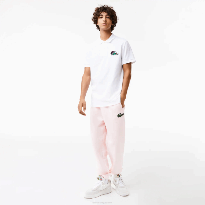 blanco 001 VVL0A575 hombres Lacoste polo de piqué de algodón orgánico