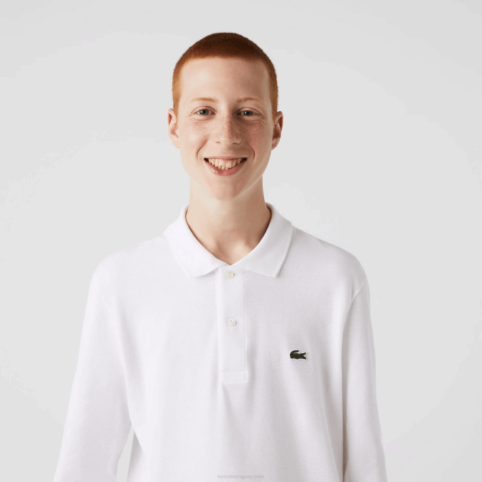 blanco 001 VVL0A644 hombres Lacoste polo de manga larga original l.12.12