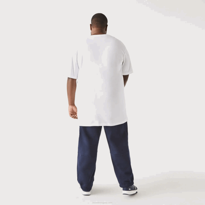 blanco 001 VVL0A707 hombres Lacoste polo de algodón con cuello de pico de canalé regular fit (talla grande)