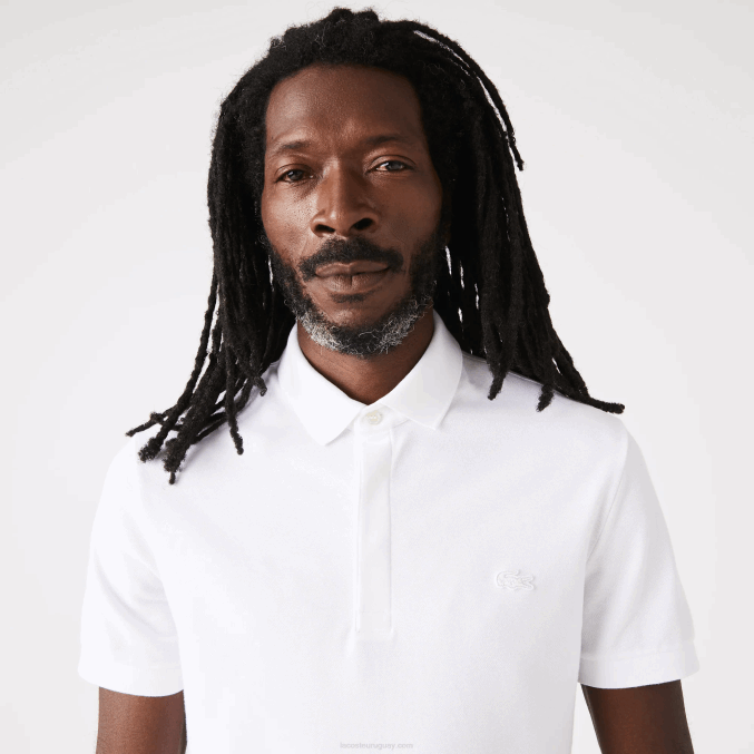 blanco 001 VVL0A80 hombres Lacoste polo de piqué de algodón elástico smart paris