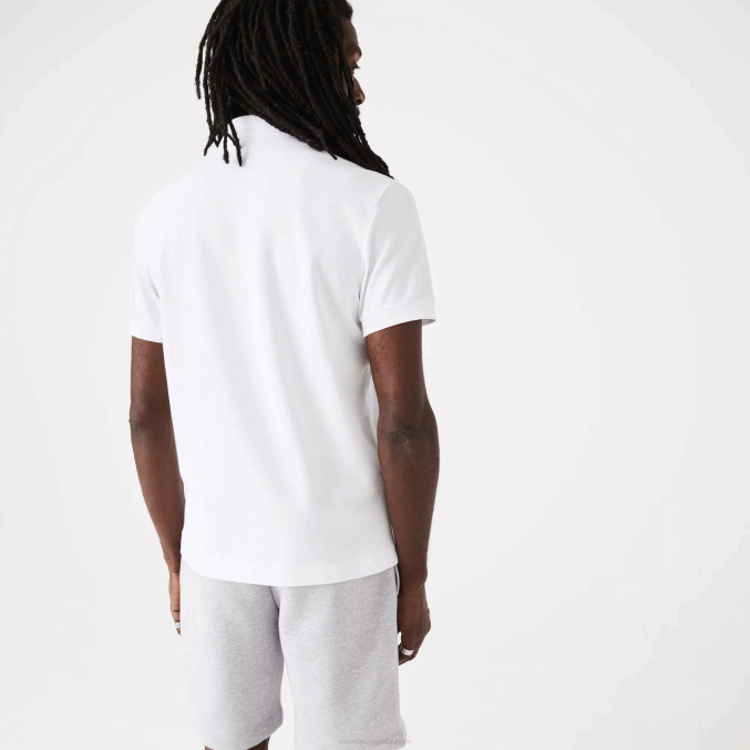 blanco 001 VVL0A80 hombres Lacoste polo de piqué de algodón elástico smart paris