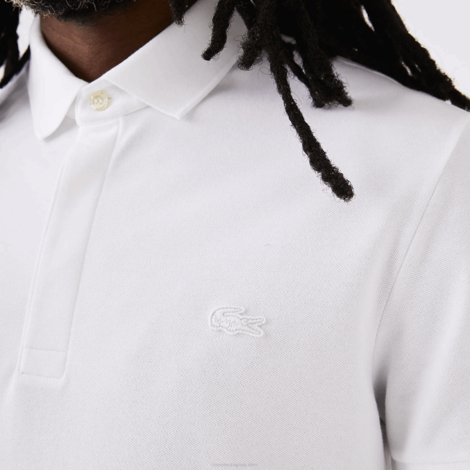 blanco 001 VVL0A80 hombres Lacoste polo de piqué de algodón elástico smart paris