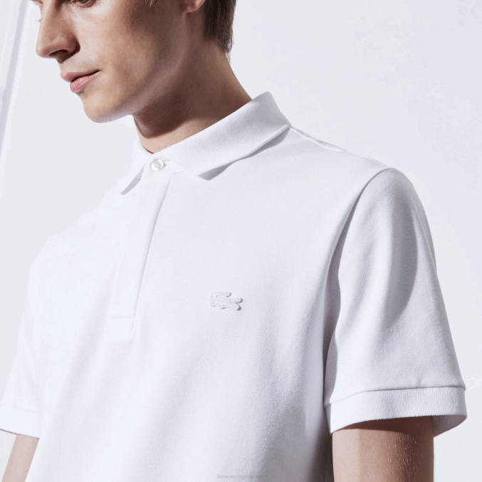 blanco 001 VVL0A80 hombres Lacoste polo de piqué de algodón elástico smart paris