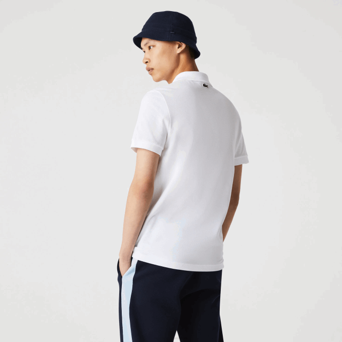 blanco 001 VVL0A913 hombres Lacoste polo de corte regular de piqué de algodón con insignia