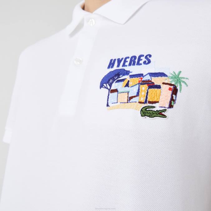 blanco 001 VVL0A922 hombres Lacoste polo de piqué de algodón bordado regular fit