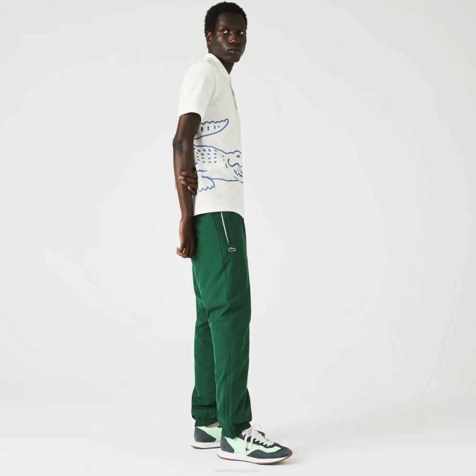 blanco 70v VVL0A649 hombres Lacoste polo de corte regular en piqué de algodón con estampado de cocodrilo