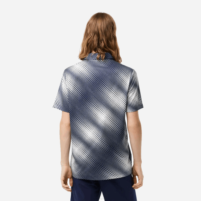 blanco azul marino ev0 VVL0A151 hombres Lacoste polo de poliéster reciclado con estampado de golf