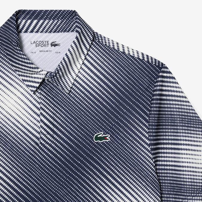 blanco azul marino ev0 VVL0A151 hombres Lacoste polo de poliéster reciclado con estampado de golf