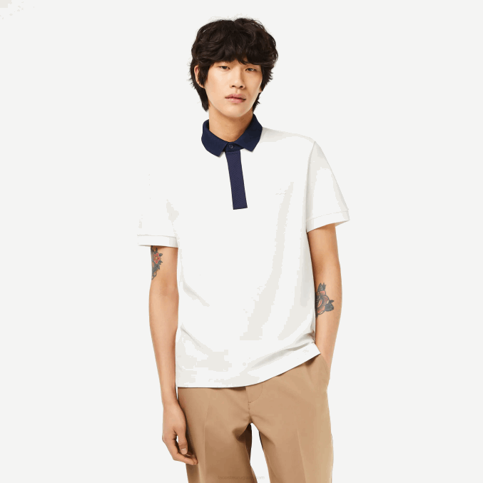 blanco azul marino ev0 VVL0A194 hombres Lacoste polo de piqué de algodón orgánico smart paris