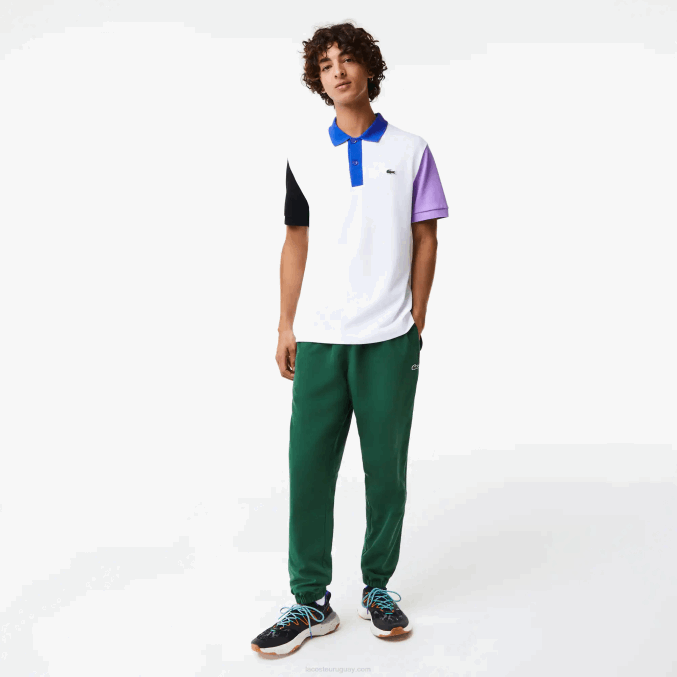blanco negro violeta azul luc VVL0A559 hombres Lacoste polo de petit piqué de algodón con bloques de color de corte regular