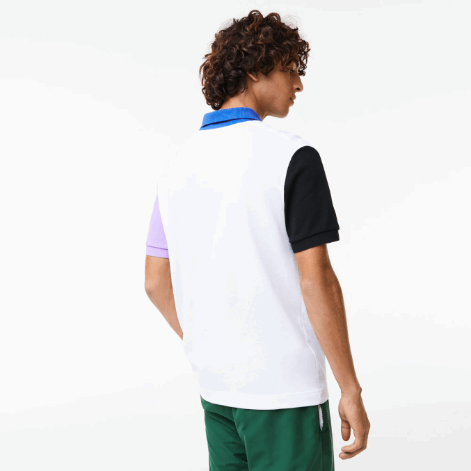 blanco negro violeta azul luc VVL0A559 hombres Lacoste polo de petit piqué de algodón con bloques de color de corte regular