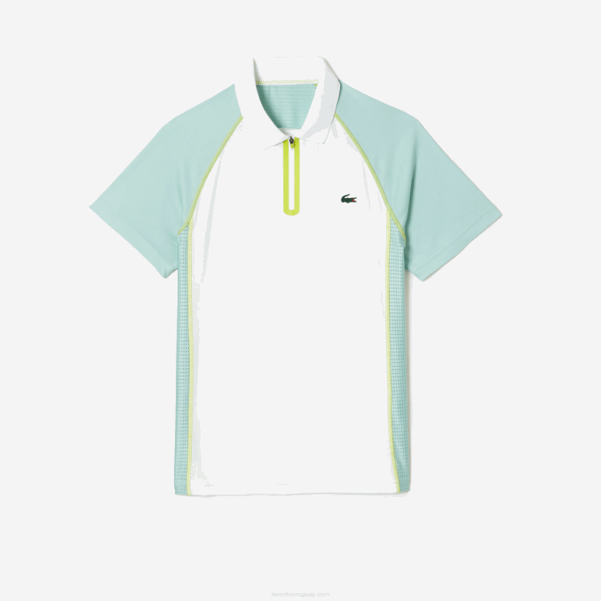 blanco verde claro amarillo awc VVL0A137 hombres Lacoste polo de tenis de poliéster reciclado con tecnología ultra-dry