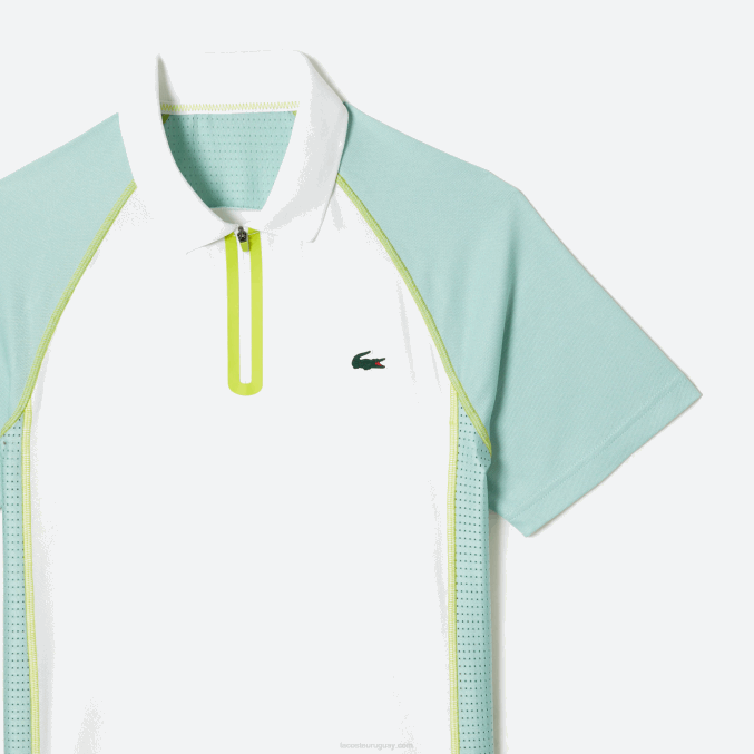 blanco verde claro amarillo awc VVL0A137 hombres Lacoste polo de tenis de poliéster reciclado con tecnología ultra-dry