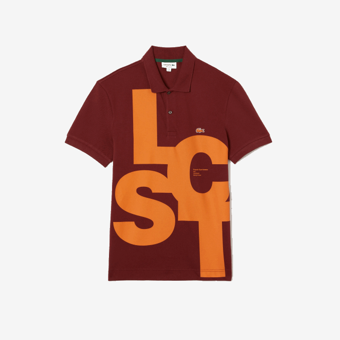 burdeos zs1 VVL0A711 hombres Lacoste polo de petit piqué con letras en contraste de corte regular